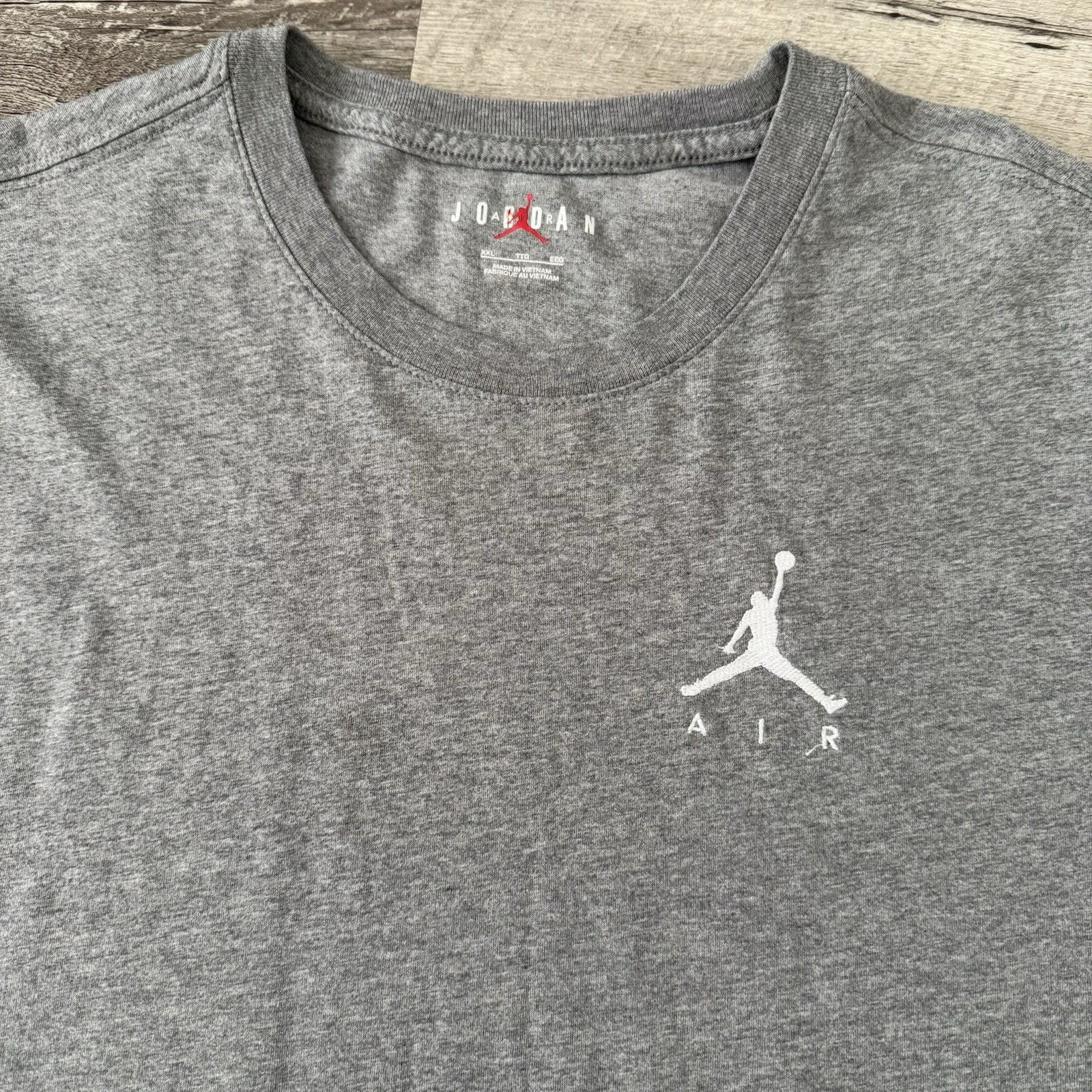 Air Jordan Embroidered Jumpman Logo T-Shirt Mens Xxl Gray Da6799 100% Cotton